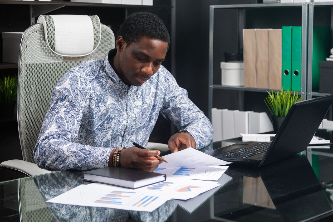 Accountant processing monthly books